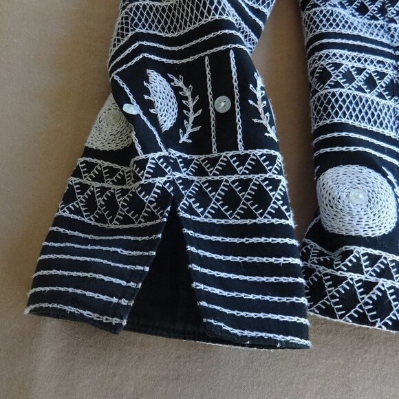 Silk Club women's size SP jacket black with white embroidery, open front, lined - Picture 16 of 16